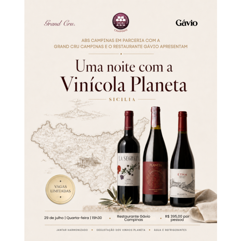 Uma noite com a Vinícola Planeta - 29 de julho 2026